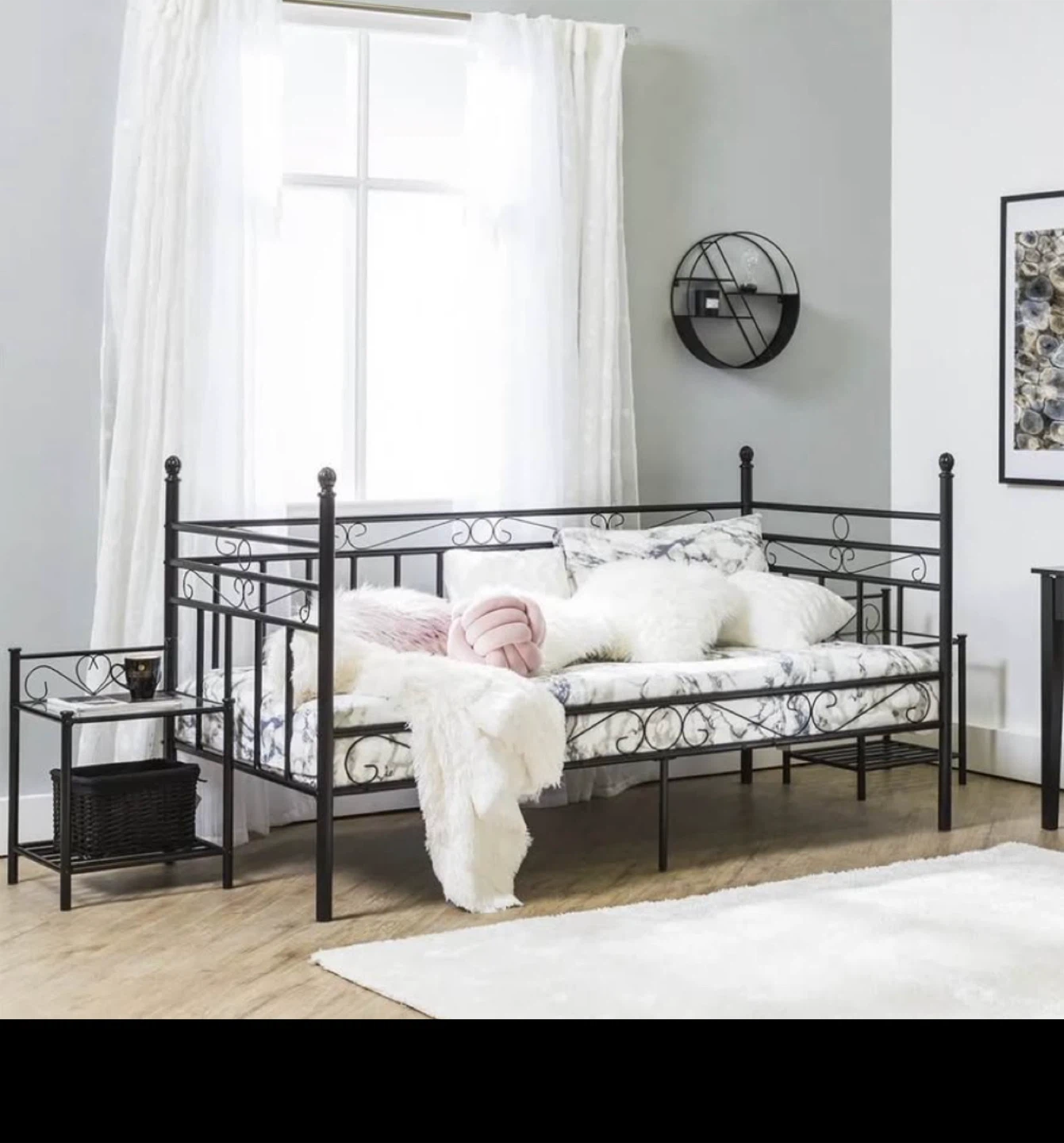 IDA Daybed Frame (Twin) SEALED bamboo Mattress & curtains - photo 2