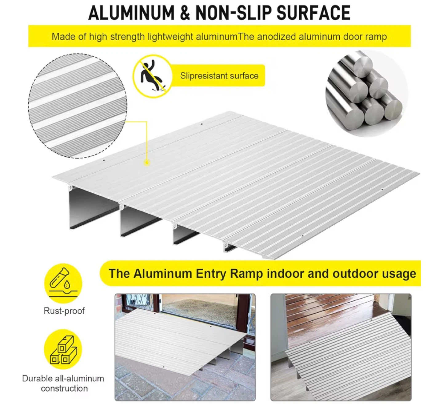 Aluminum Entry Ramp 34" L x 22.5" W x 4" H, 800lbs Capacity - photo 5