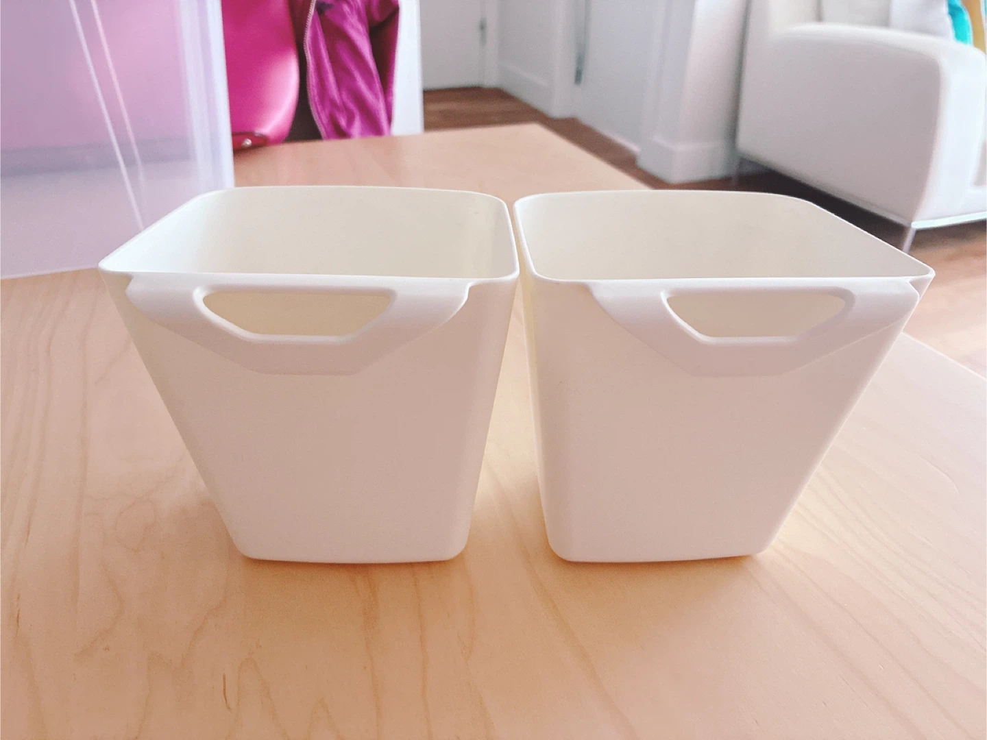 IKEA White Plastic Hanging Bins - Set of 2