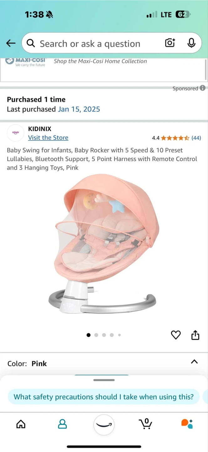 KIDINIX Baby Swing Rocker - Pink