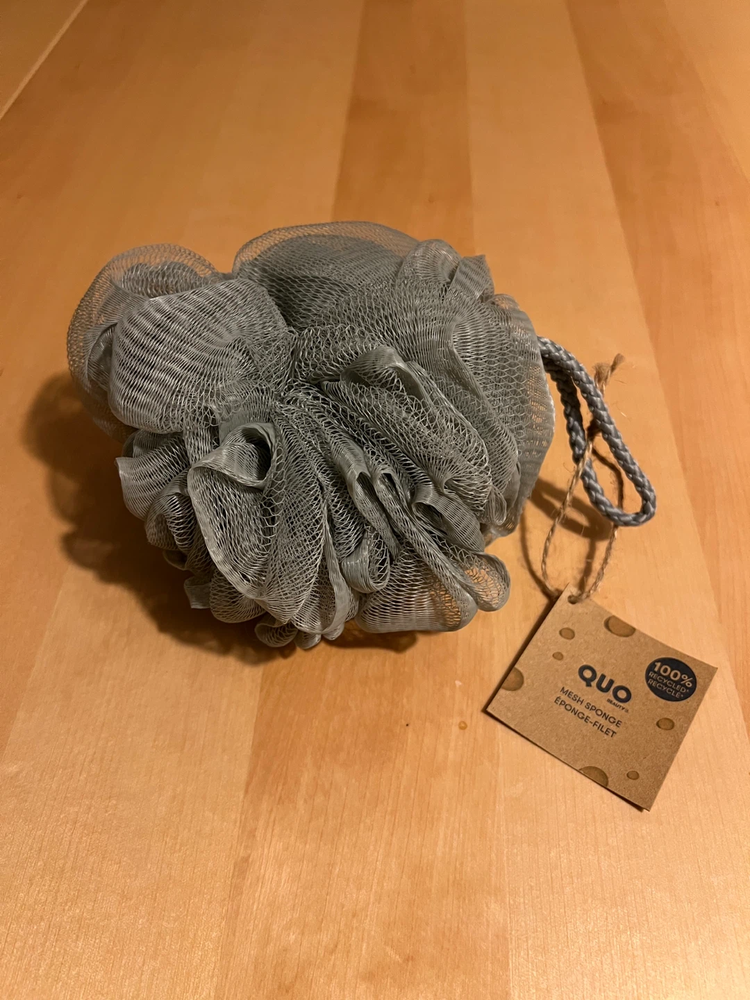 QUO Beauty Grey Mesh Shower Sponge