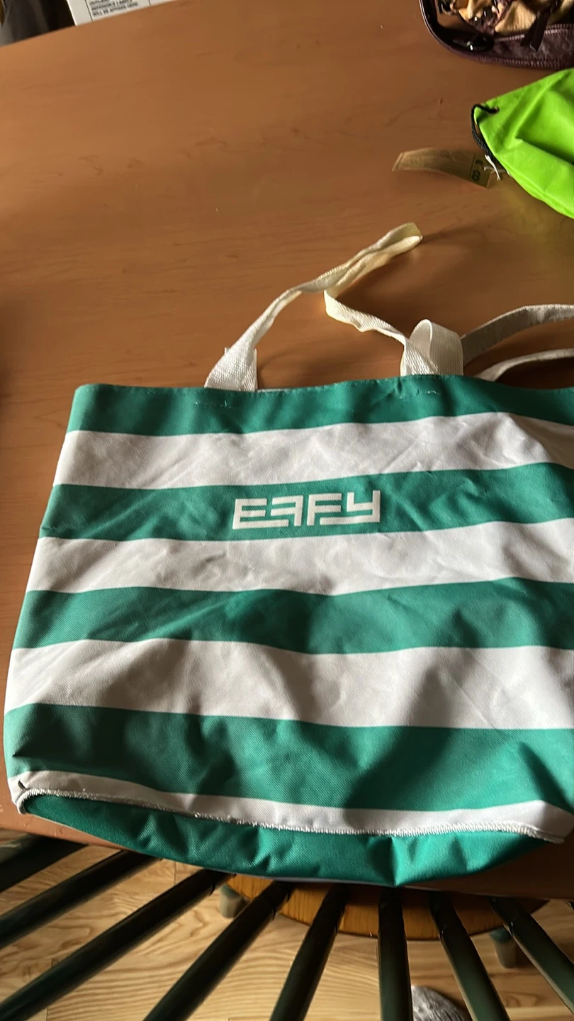 EA5Y Tote Bag Green and White Stripes