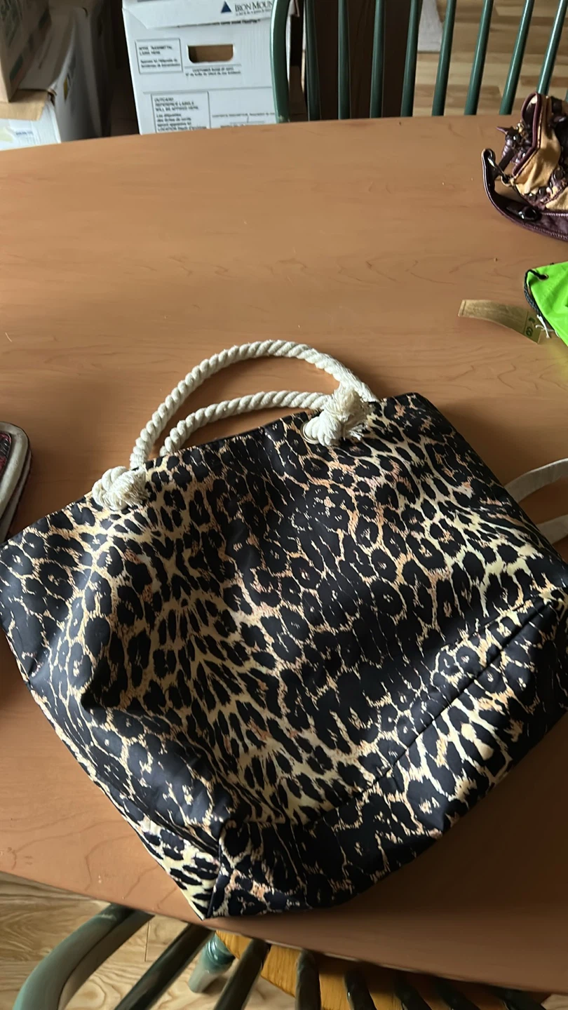 Leopard Print Tote Bag with Rope Handles