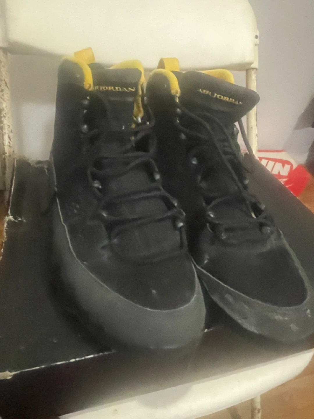 Air Jordan IX "Jordan 9" Retro Black & Yellow Mens Shoes