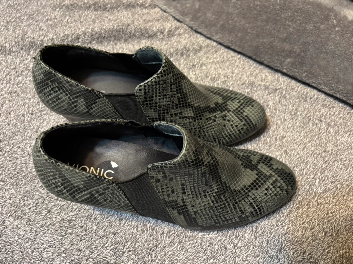 Vionic Women's Grey Snake Print Slip-On Wedge Ankle Boots - photo 2
