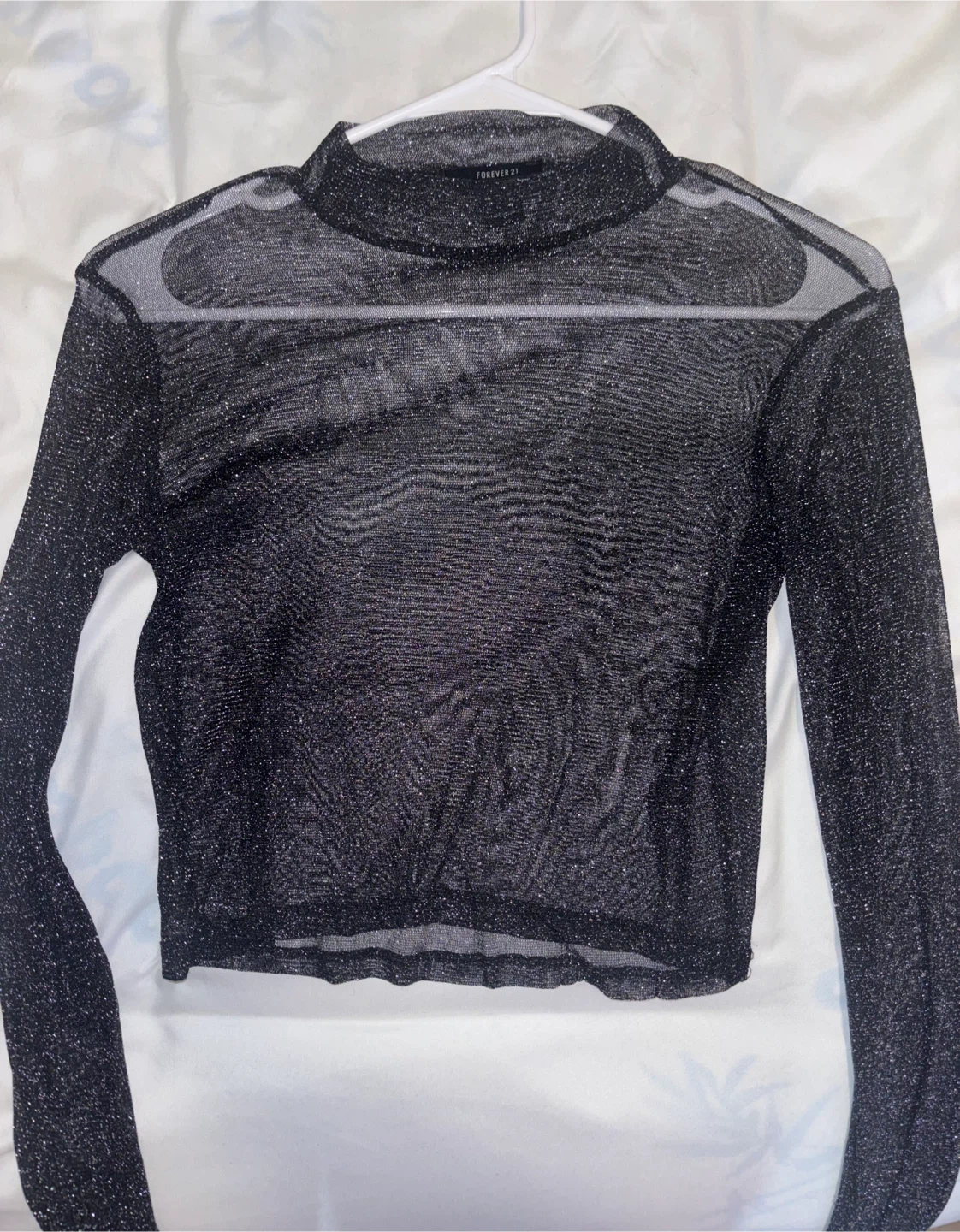 Forever 21 Black Sparkly Mesh Top