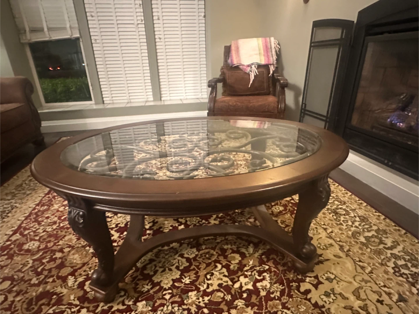 Ornate Wood and Glass Coffee Table, Side Table and Console Table - photo 3