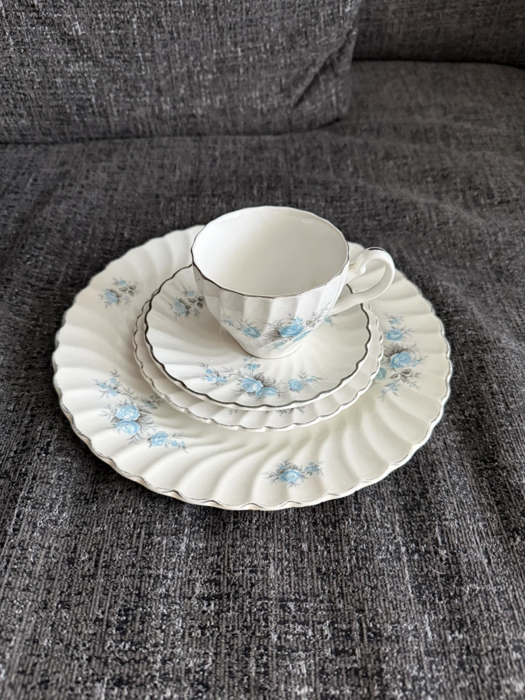 Vintage Johnson Brothers Ironstone Blue Rose Tea Set - photo 4