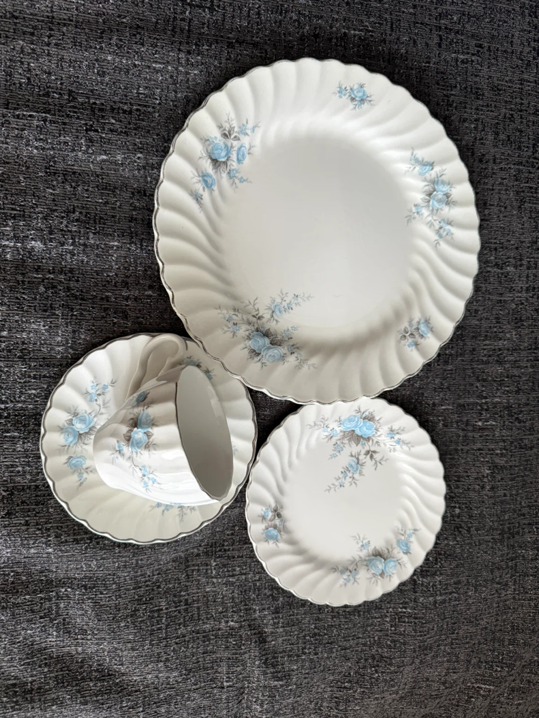 Vintage Johnson Brothers Ironstone Blue Rose Tea Set - photo 3