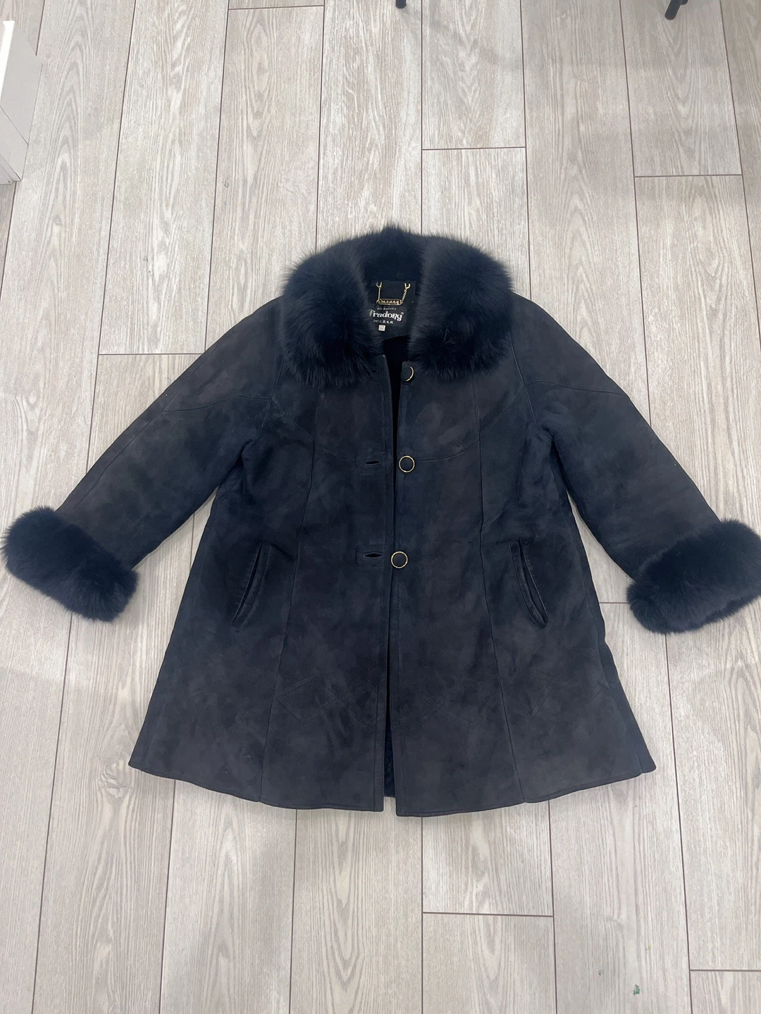 Leather Fur Trim Coat