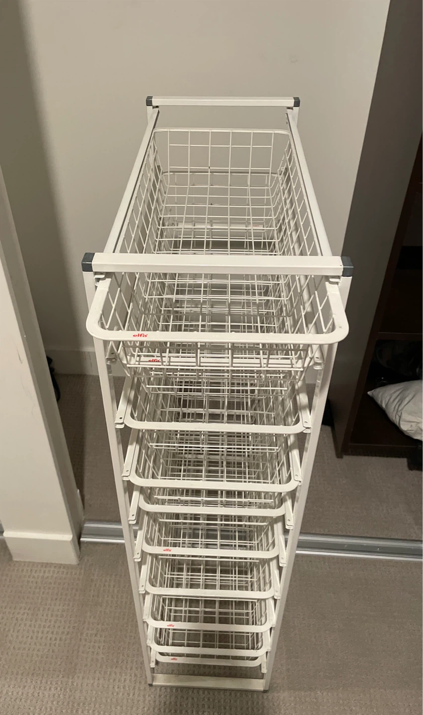 White Metal Wire Basket Storage Unit - photo 3