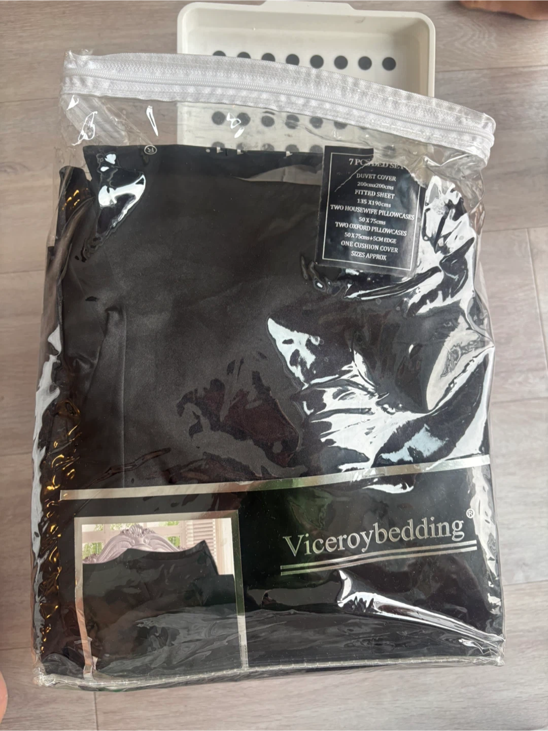 Viceroy bedding 7 Piece Satin Black Double Bedding Set - photo 3