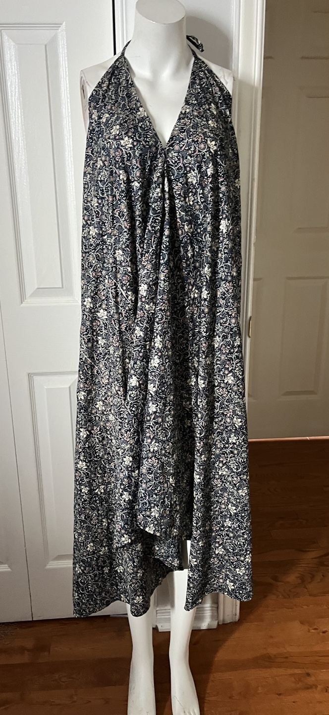 Floral Print Halter Maxi Dress one size