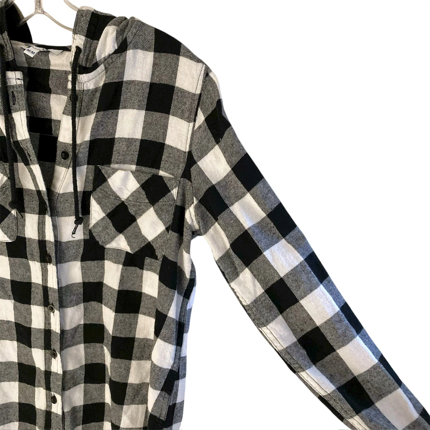 Hooded Plaid Button down Top - photo 5
