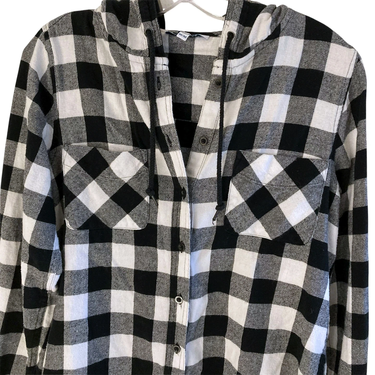 Hooded Plaid Button down Top - photo 2