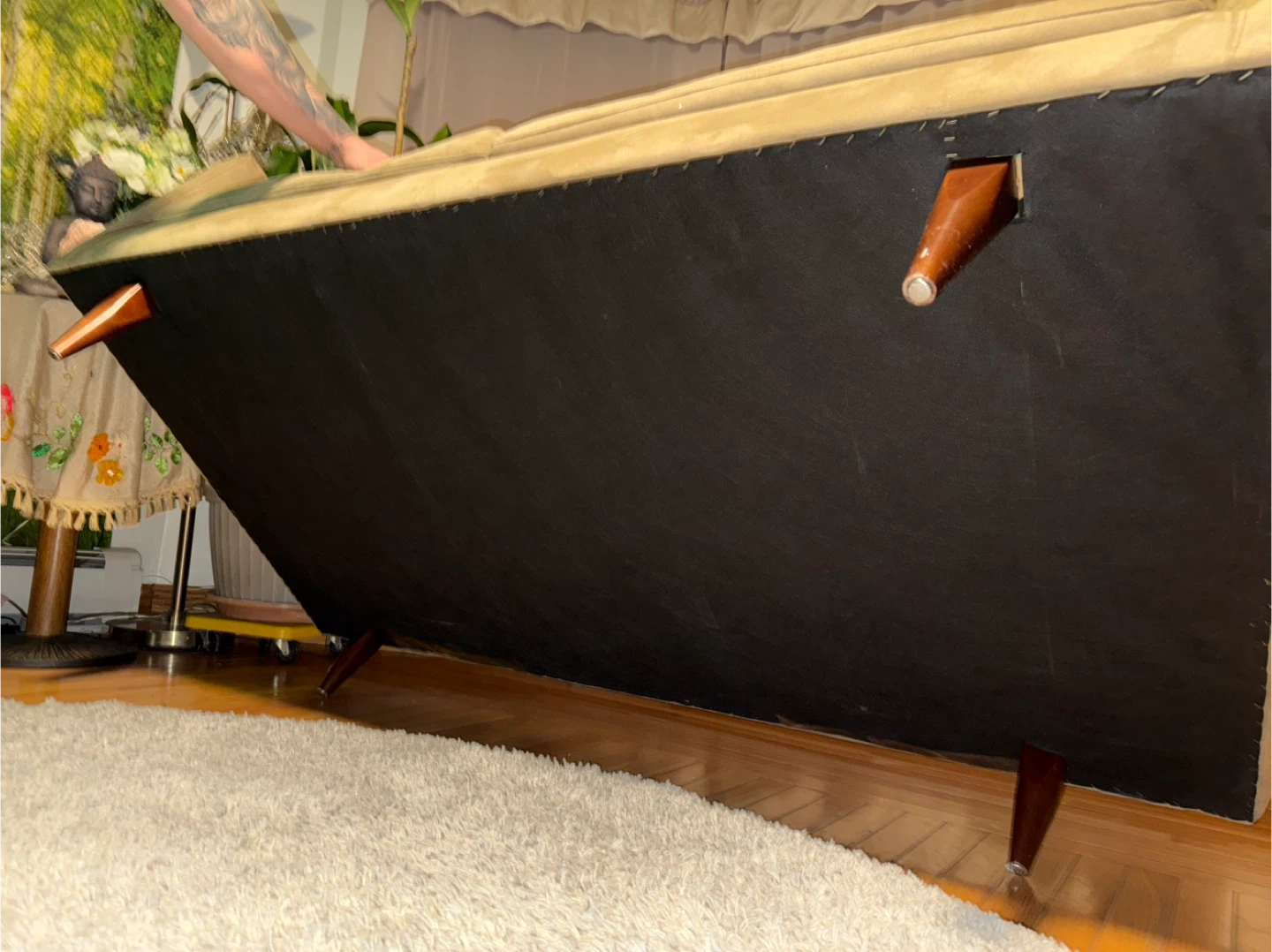 Mid-Century Modern Sofa – Olive / Taupe Microsuede - photo 5