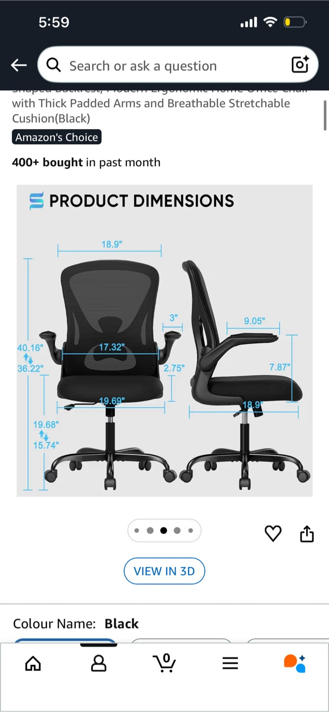 Black Ergonomic Mesh Office Chair with Padded Arms - photo 4