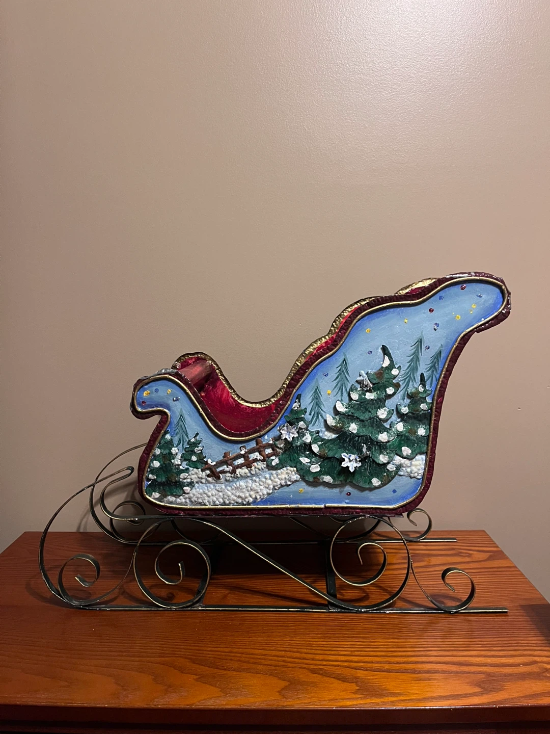 VINTAGE CHRISTMAS AROUND THE WORLD LARGE METAL SLEIGH