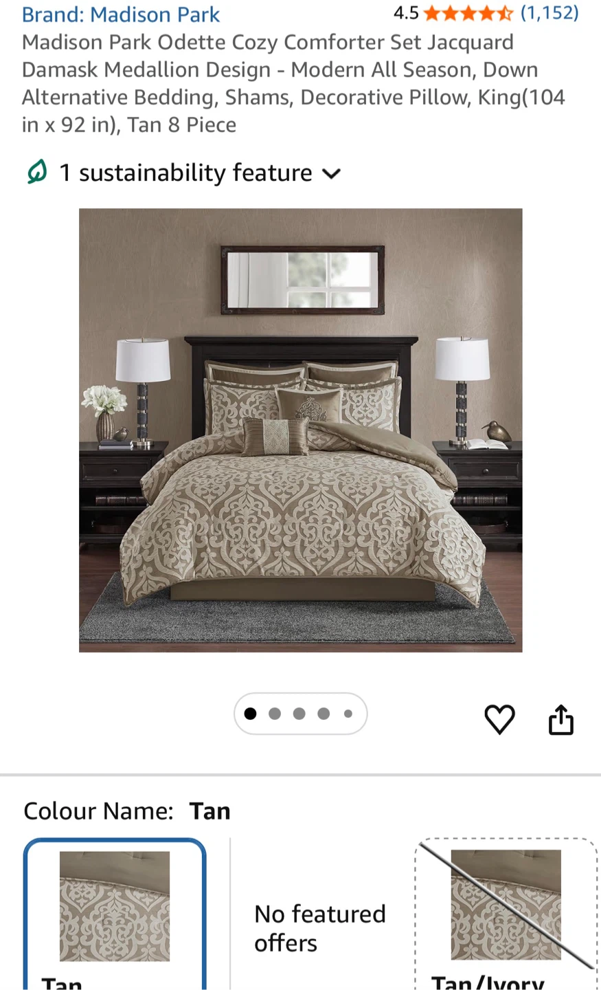 Madison Park Odette King Comforter Set - Tan 8 Piece