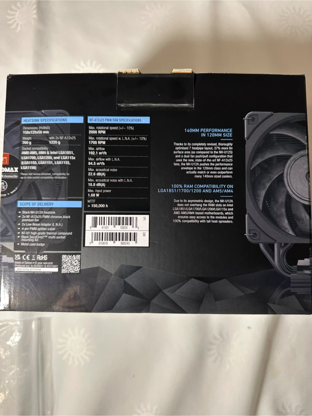 Noctua NH-U12A chromax.black CPU Cooler - photo 3