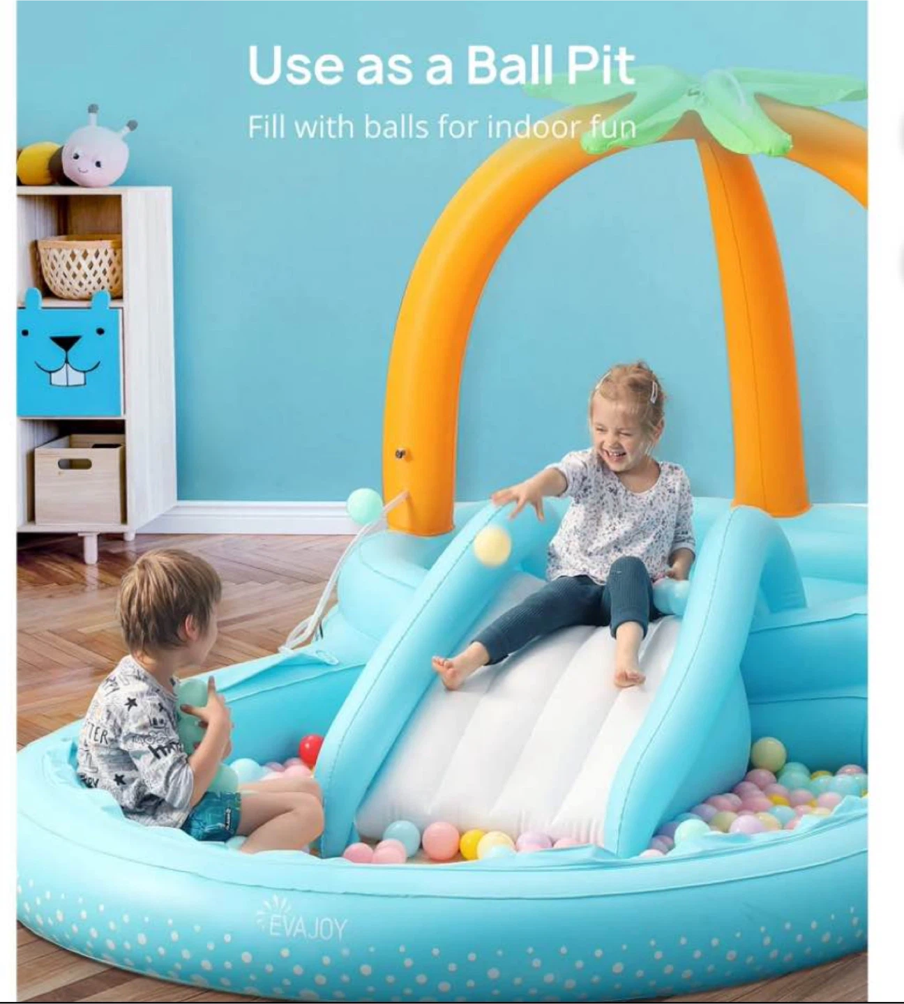 Evajoy Inflatable Kiddie Pool Play Center with Slide - photo 2