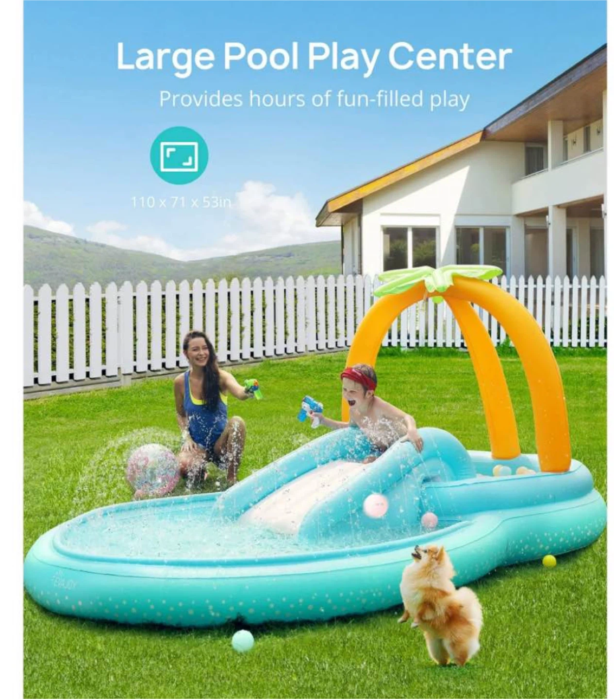 Evajoy Inflatable Kiddie Pool Play Center with Slide - photo 3