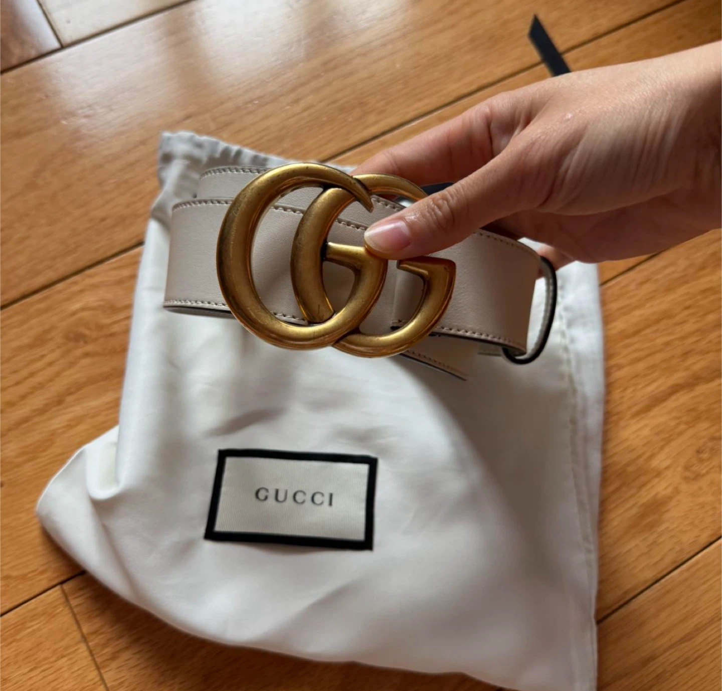 Gucci Marmont Belt - White Leather