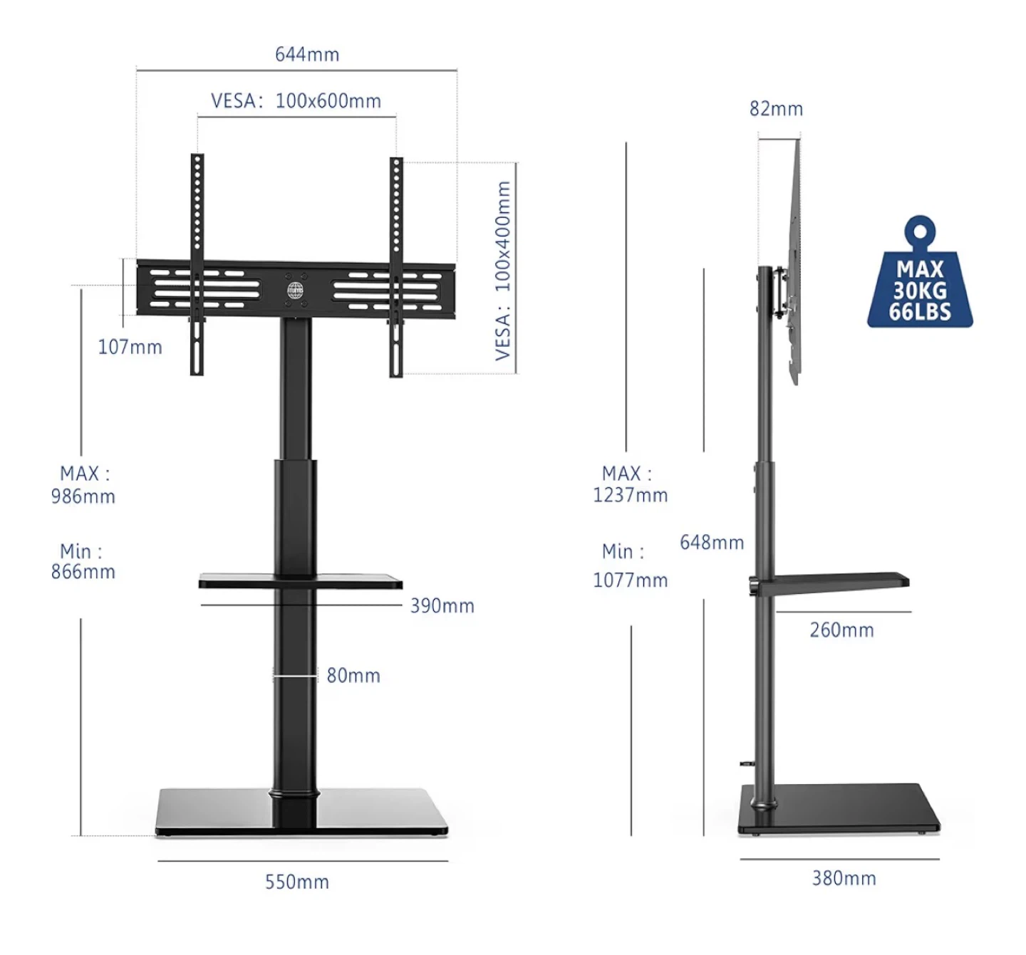 Universal TV Stand with Mount/Bracket