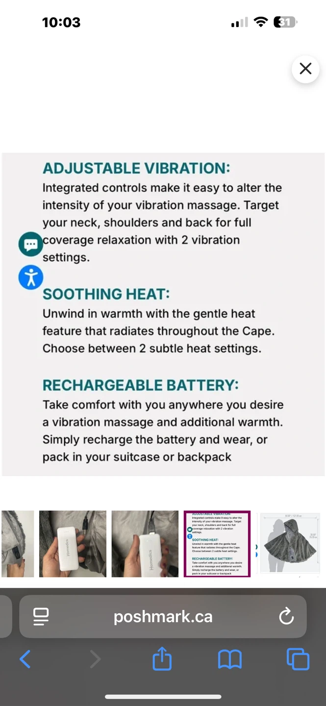 HoMedics Cordless Massaging Cape with Vibration & Heat - photo 4