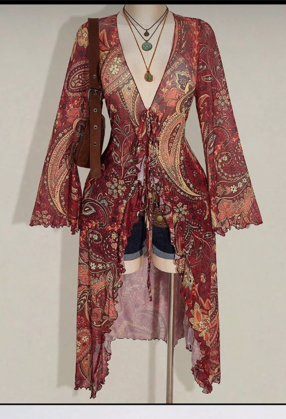 Women's Paisley Print Kimono Cover-Up