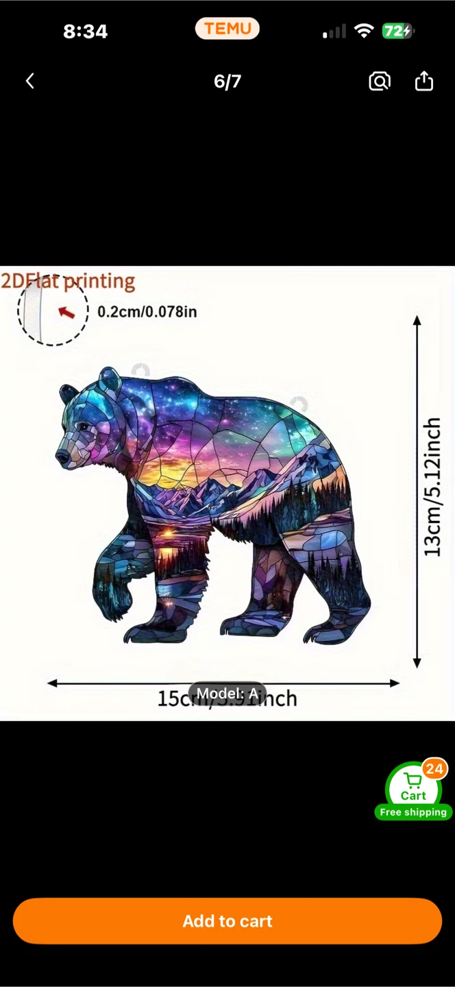 2D acrylic sun catcher, bear - photo 2