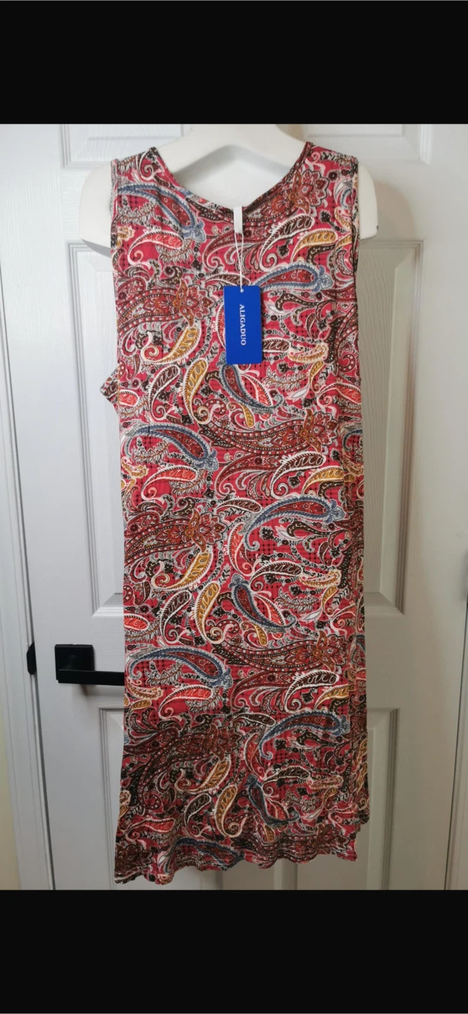 NEW! ALIGADUO Paisley Print Sleeveless Tank Dress with Pockets - photo 3