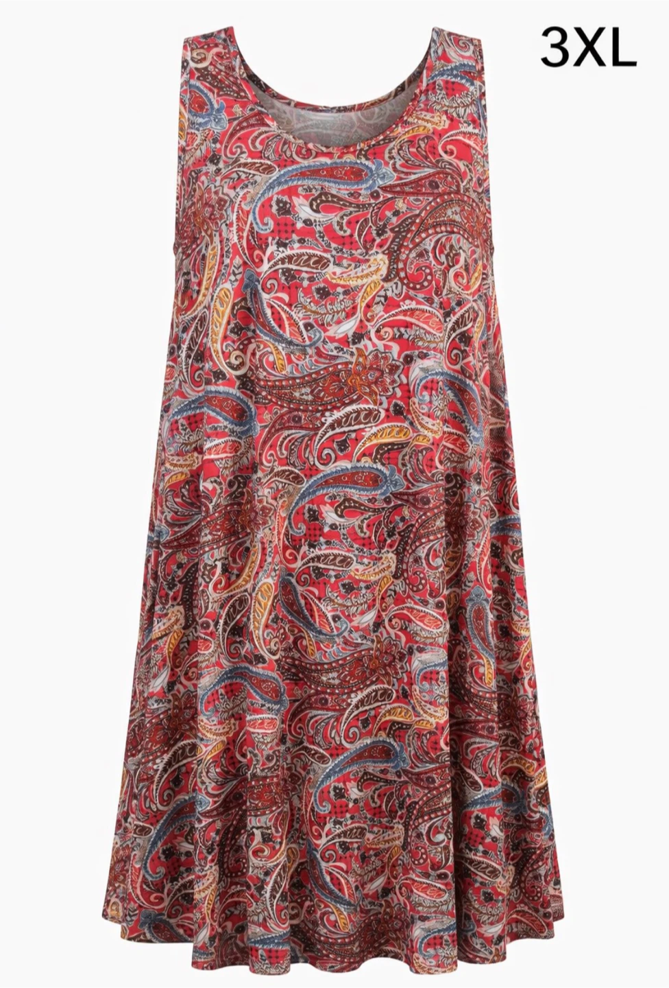 NEW! ALIGADUO Paisley Print Sleeveless Tank Dress with Pockets