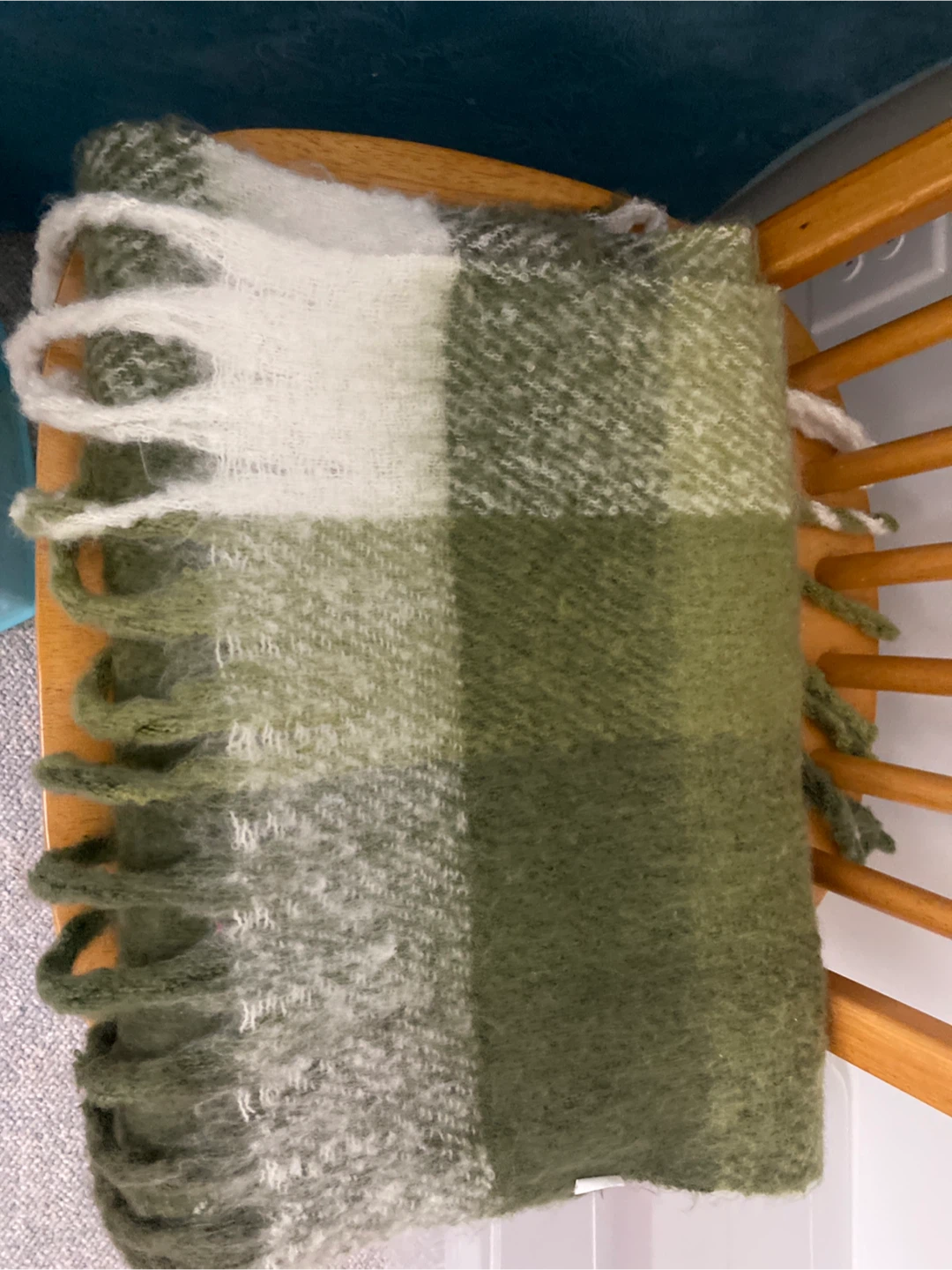 Plaid Throw Blanket - Green and White
