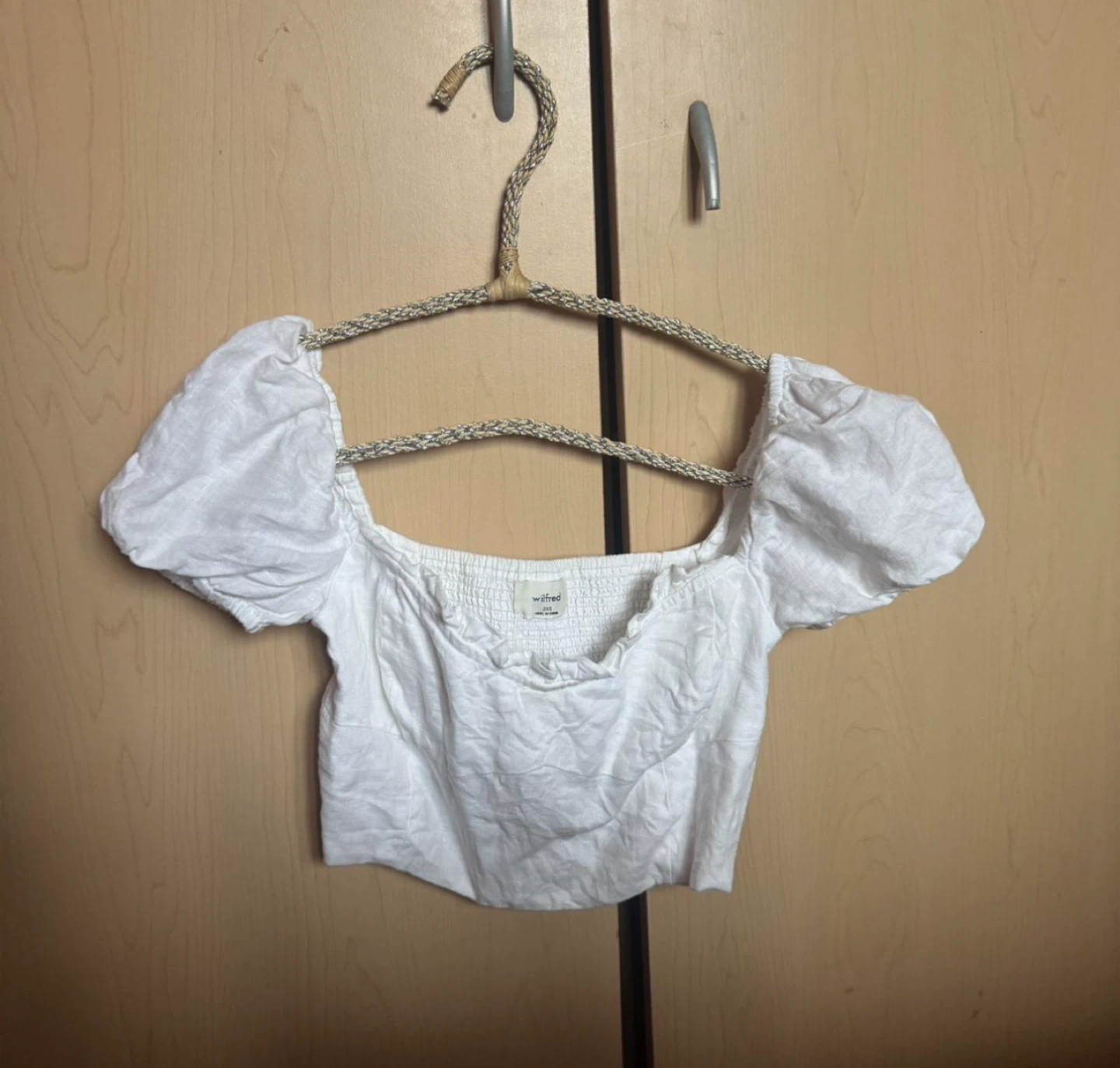 Wilfred White Smocked Puff Sleeve Top
