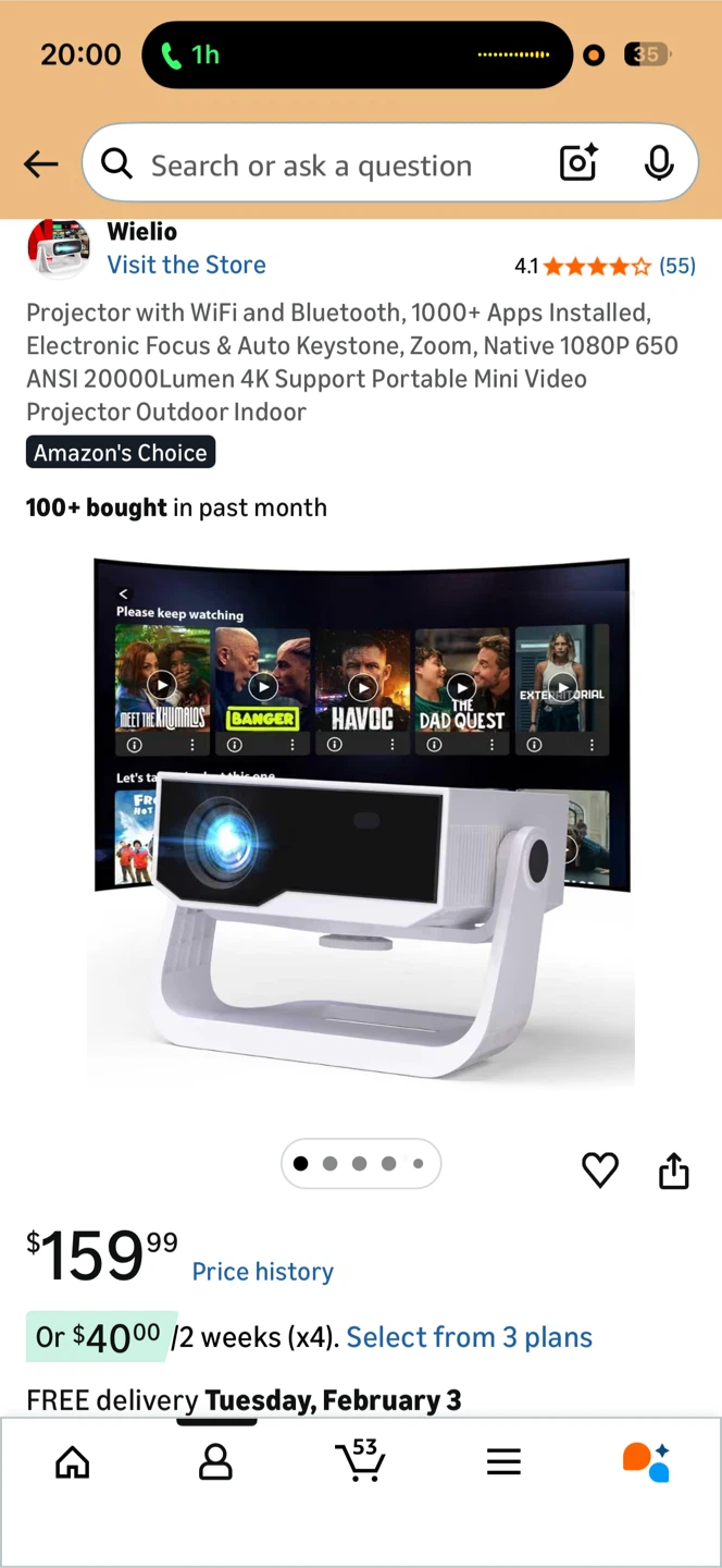 Projector with WiFi and Bluetooth, Native 1080P