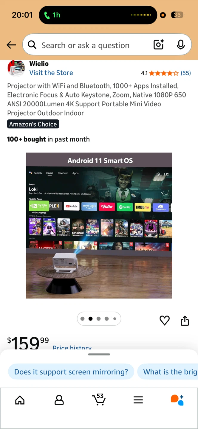 Projector with WiFi and Bluetooth, Native 1080P - photo 2