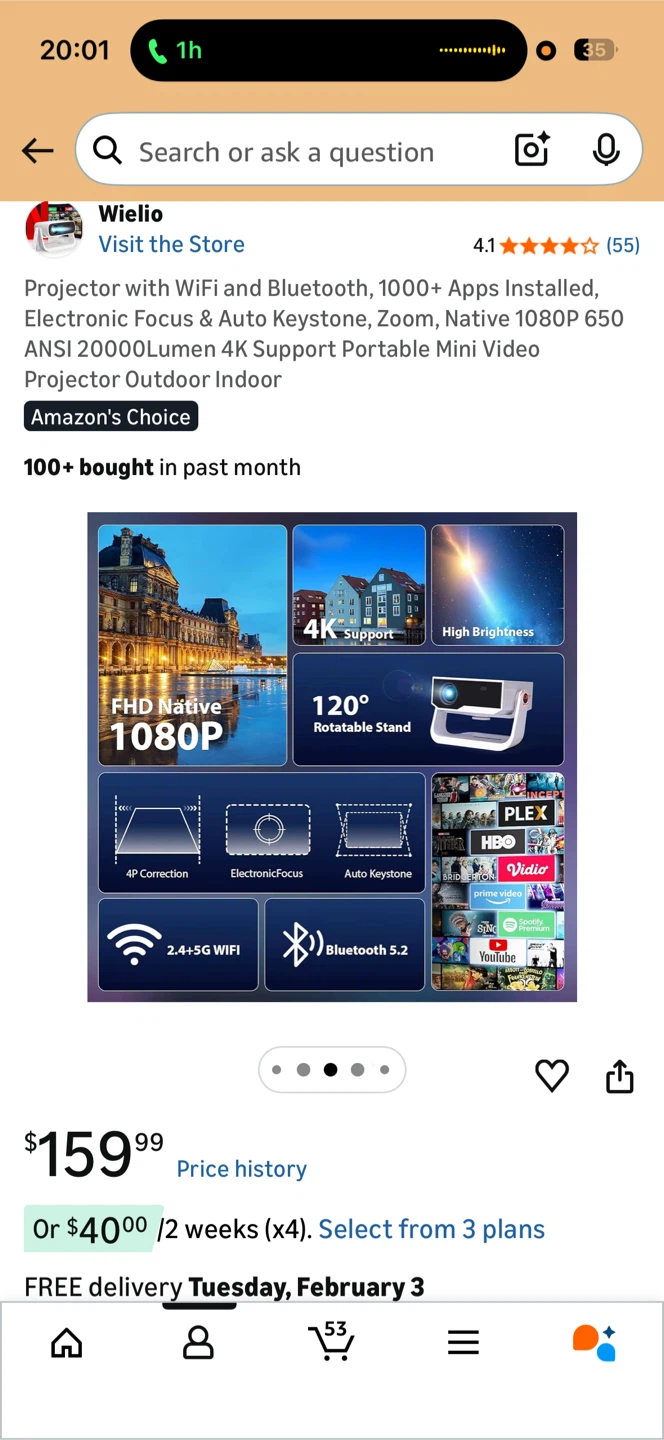 Projector with WiFi and Bluetooth, Native 1080P - photo 3
