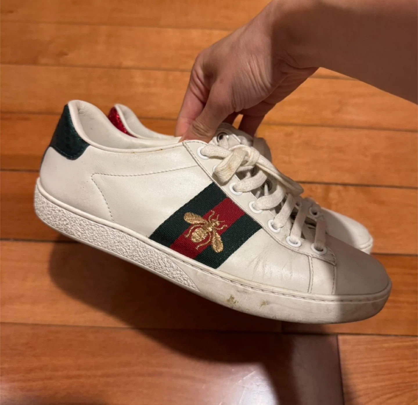 Gucci Ace Bee Sneakers - White Leather