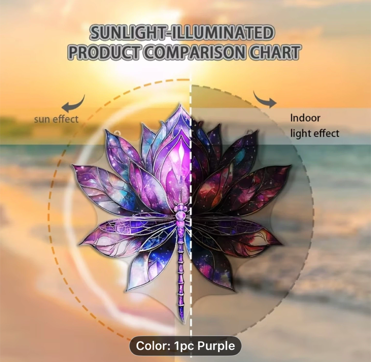 2D acrylic sun catcher, lotus & dragonfly - photo 3