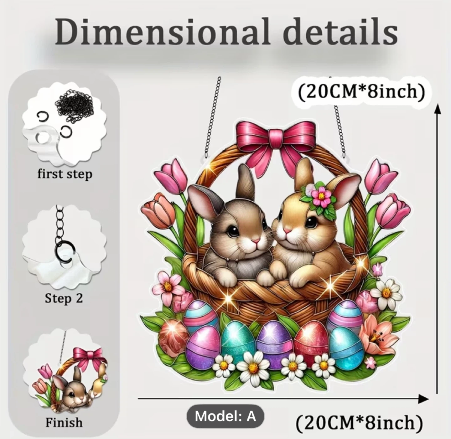 2D acrylic sun catcher,  Easter bunny” - photo 2