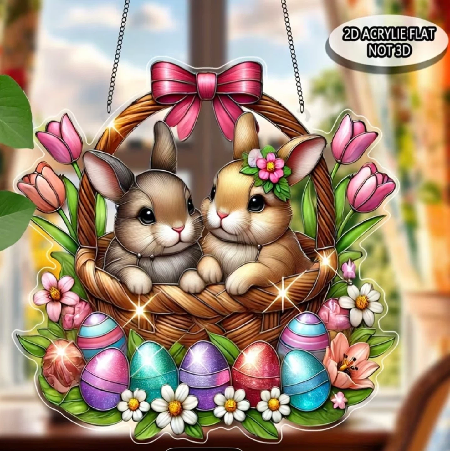 2D acrylic sun catcher,  Easter bunny”