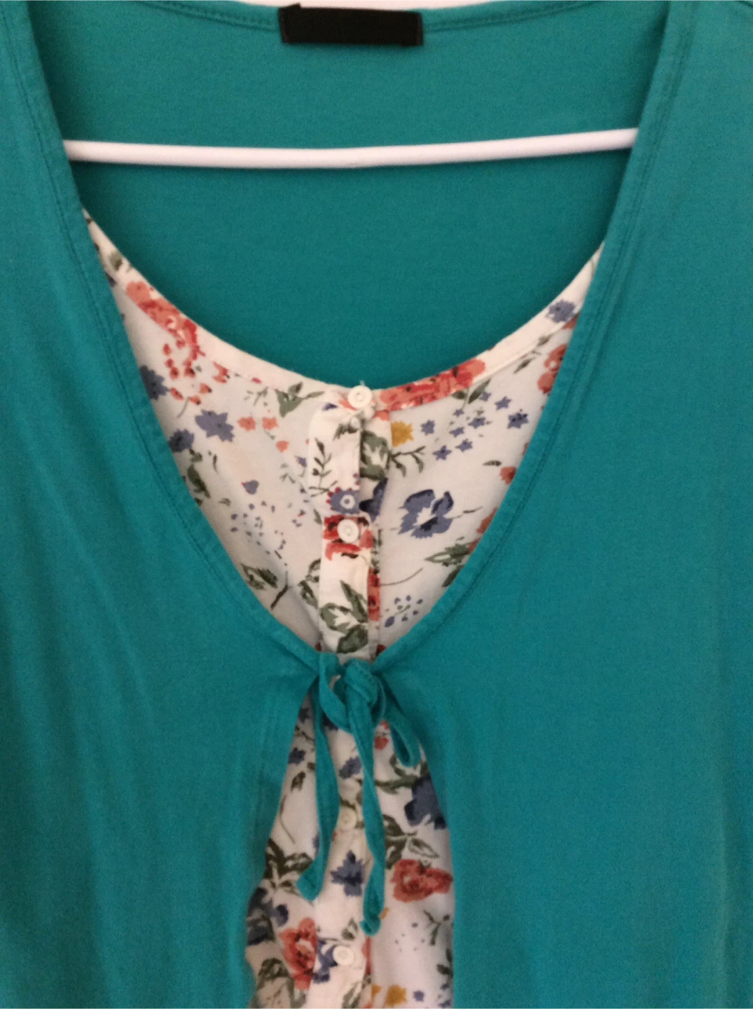 Teal floral print layered top - photo 5