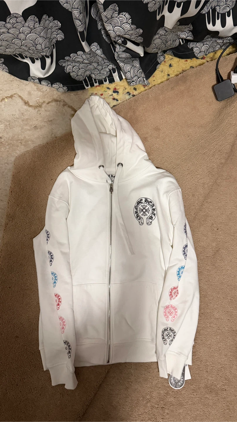 Chrome Hearts White Zip-Up Hoodie