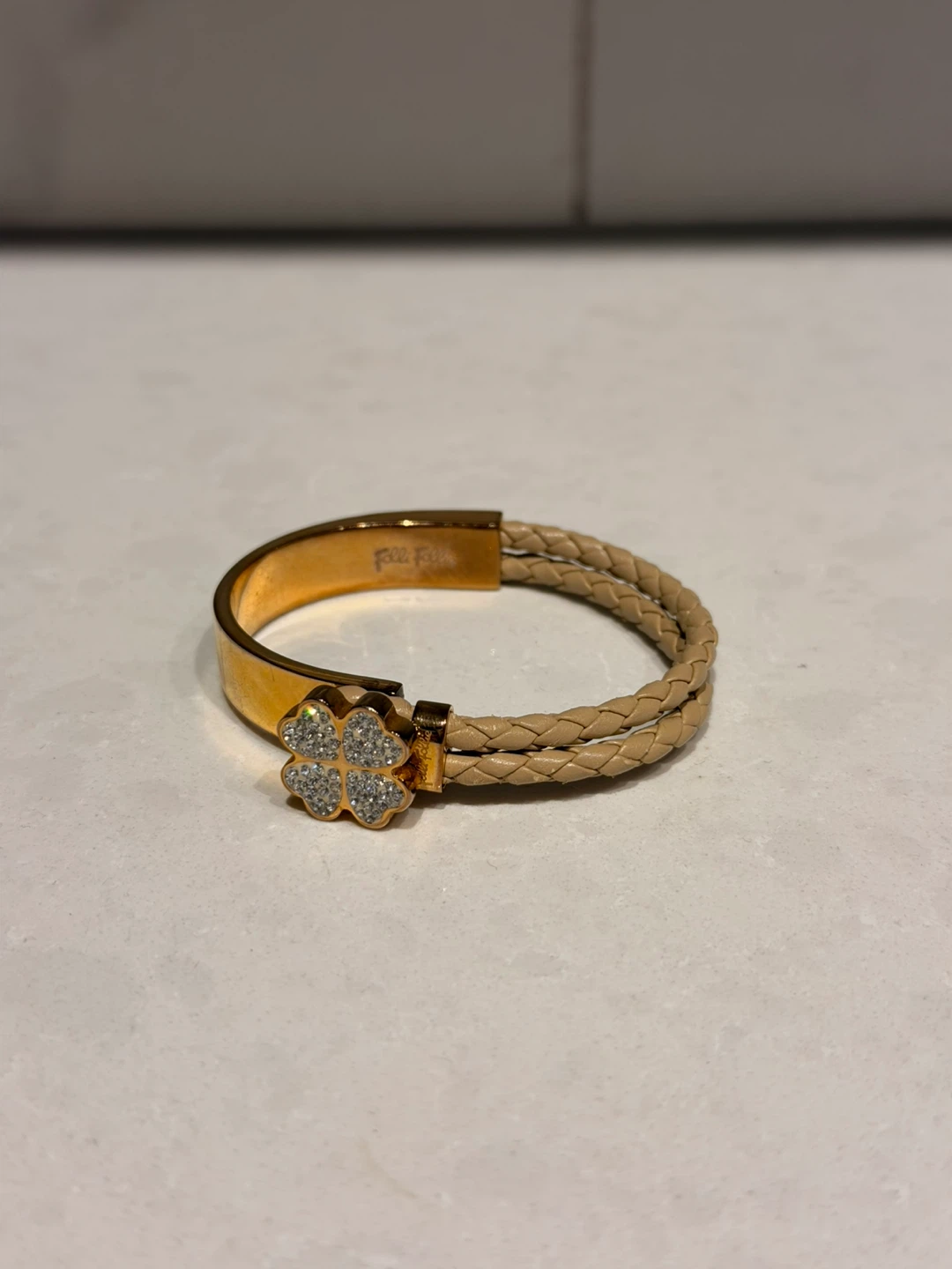 Folli Follie Gold Tone Clover Charm Bracelet