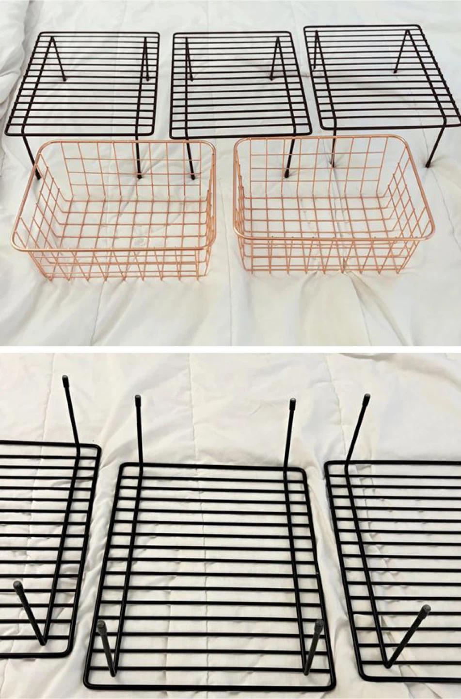 2 pink Baskets & 3 shelf racks (set)