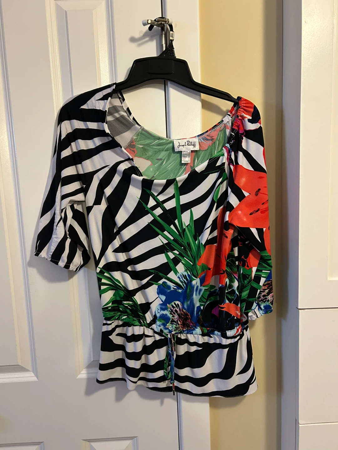 Joseph Ribkoff Women's Zebra Print Floral Top - photo 2