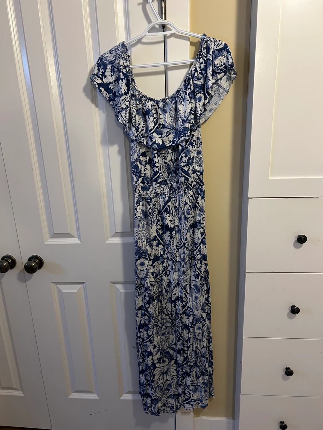 Blue and White Floral Maxi Dress