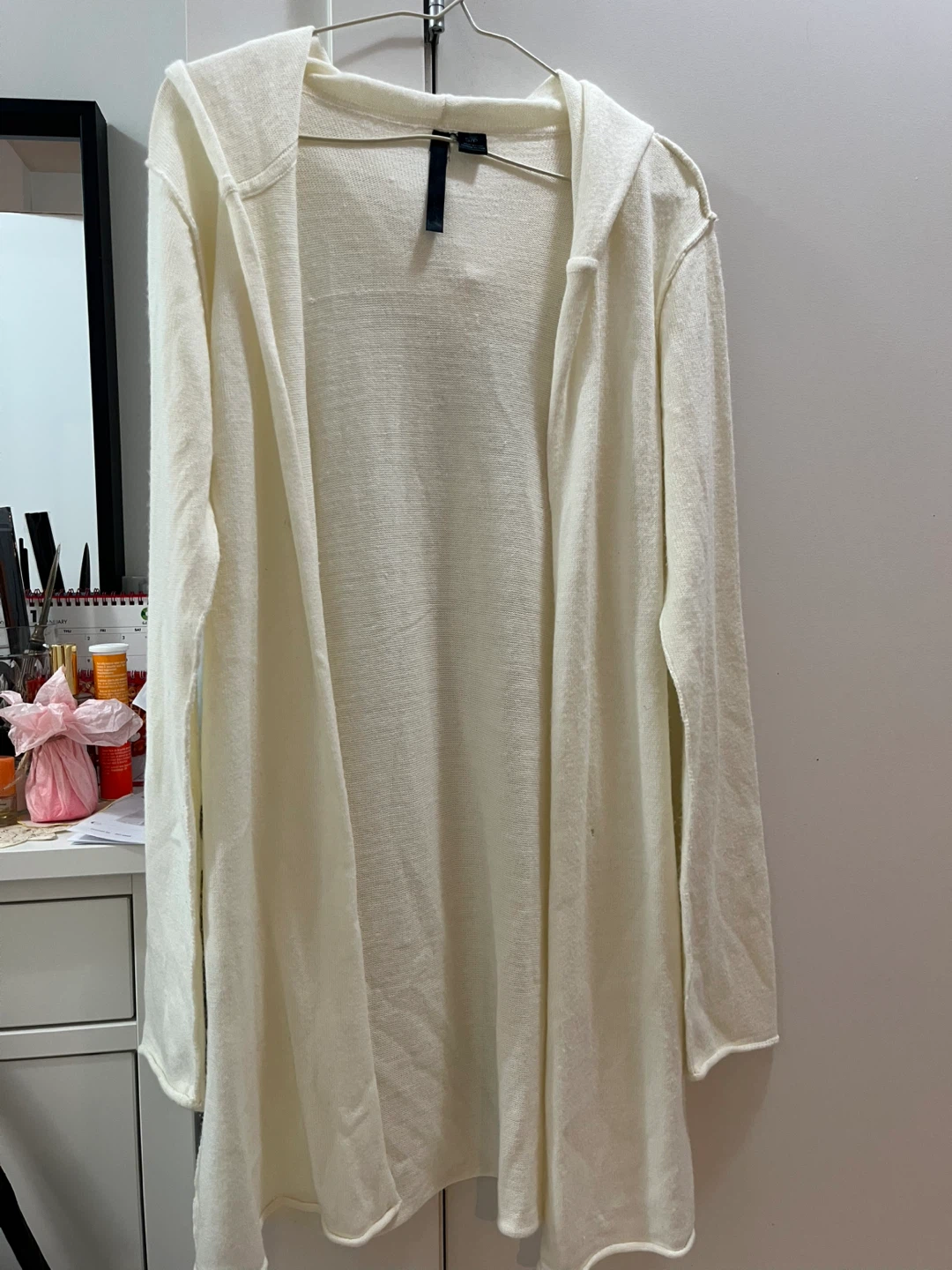 Cream White Hooded Cardigan