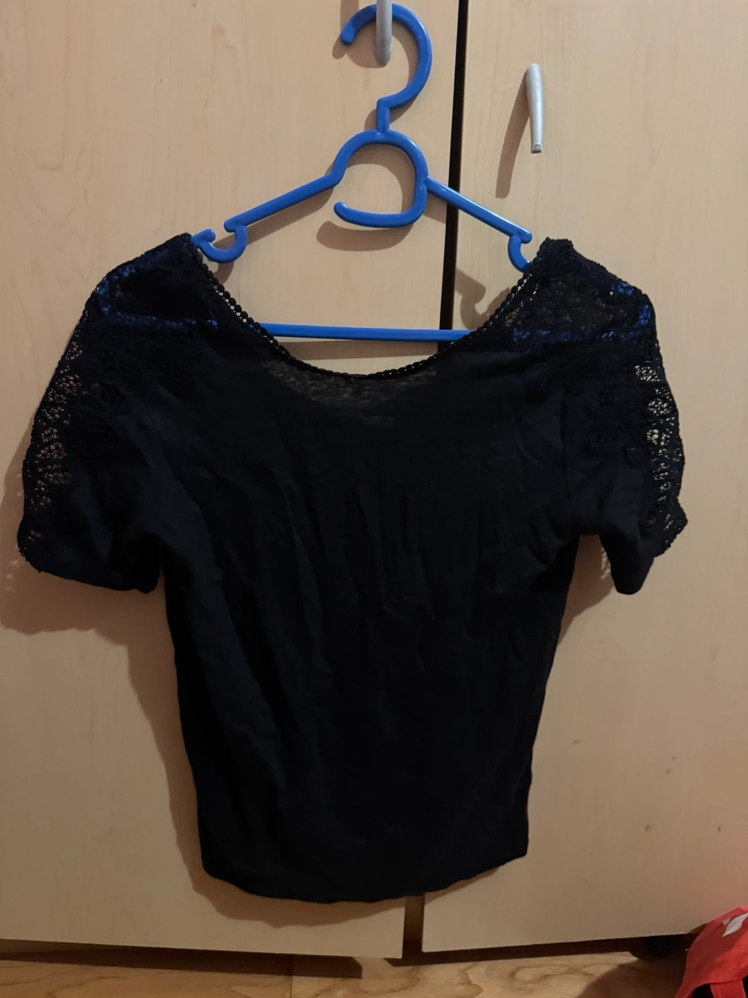 Sandro Paris Black Lace Short Sleeve Top
